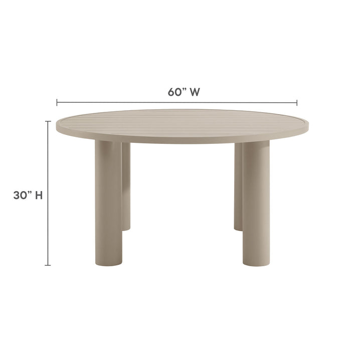 Nautica Outdoor Patio 60" Round Aluminum Dining Table Taupe