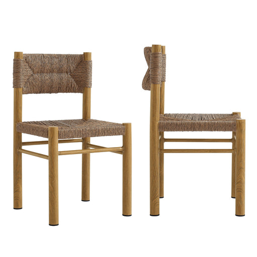 Parkland Outdoor Patio Rattan and Aluminum Dining Side Chairs Set of 2 Natural