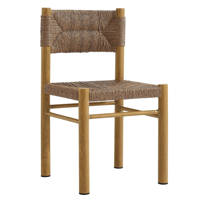 Parkland Outdoor Patio Rattan and Aluminum Dining Side Chairs Set of 2 Natural