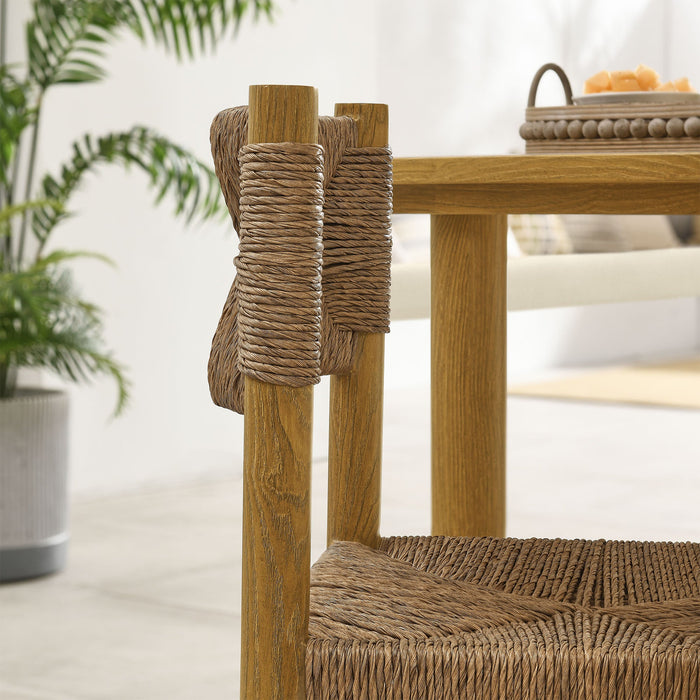 Parkland Outdoor Patio Rattan and Aluminum Dining Side Chairs Set of 2 Natural