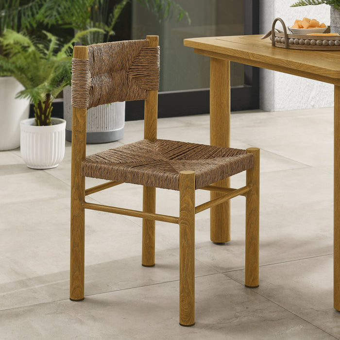 Parkland Outdoor Patio Rattan and Aluminum Dining Side Chairs Set of 2 Natural