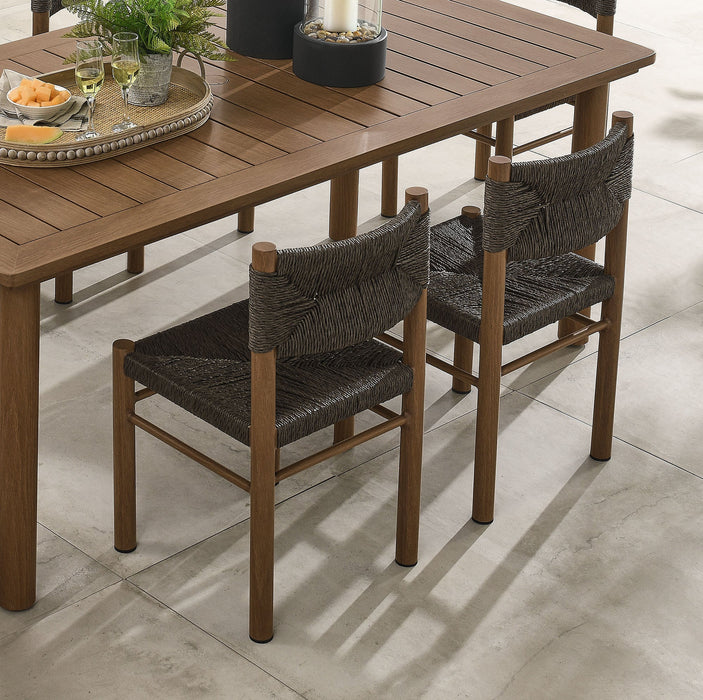 Parkland Outdoor Patio Rattan and Aluminum Dining Side Chairs Set of 2 Walnut