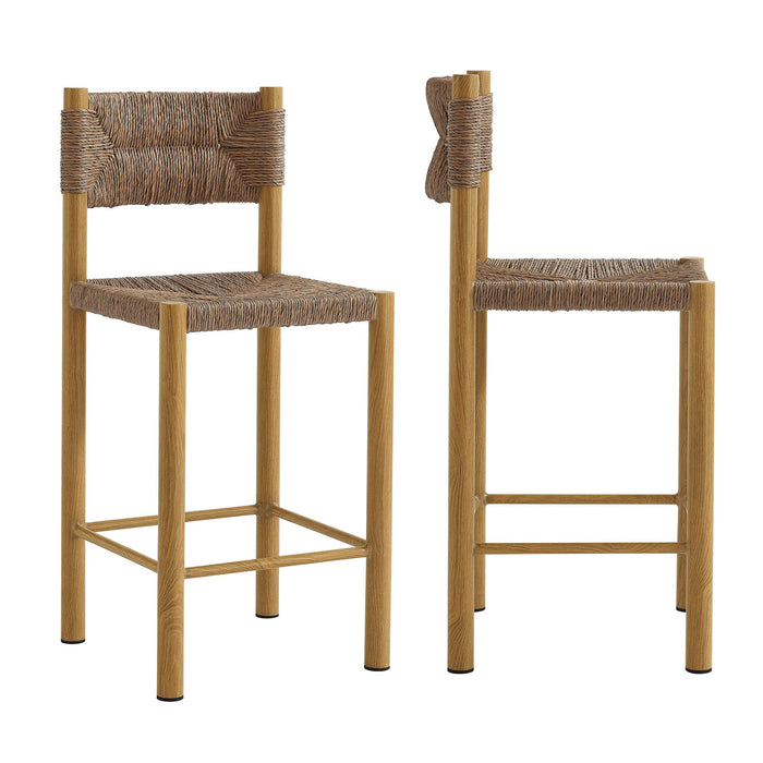 Parkland Outdoor Patio Rattan and Aluminum Counter Stools Set of 2 Natural