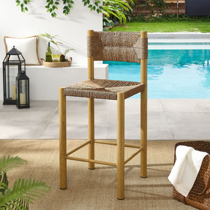 Parkland Outdoor Patio Rattan and Aluminum Counter Stools Set of 2 Natural