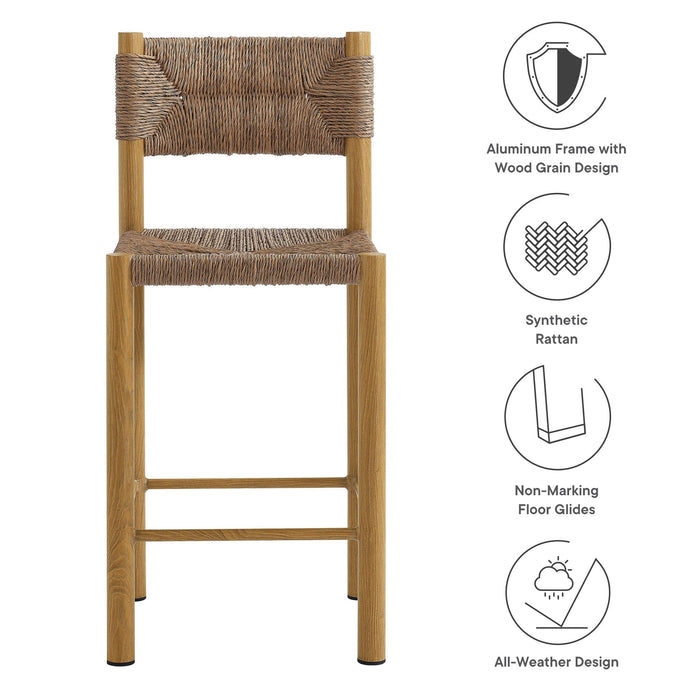 Parkland Outdoor Patio Rattan and Aluminum Counter Stools Set of 2 Natural
