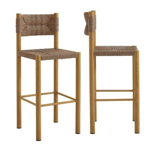 Parkland Outdoor Patio Rattan and Aluminum Bar Stools Set of 2 Natural