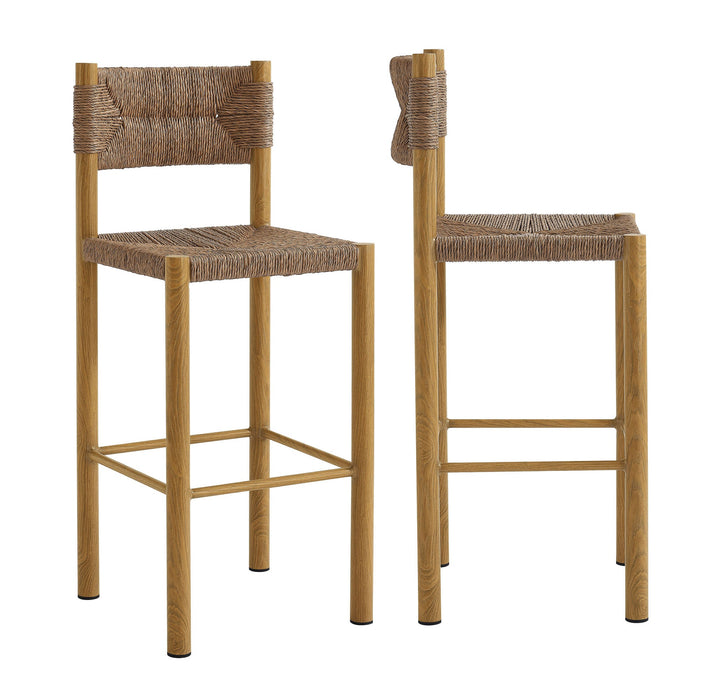 Parkland Outdoor Patio Rattan and Aluminum Bar Stools Set of 2 Natural