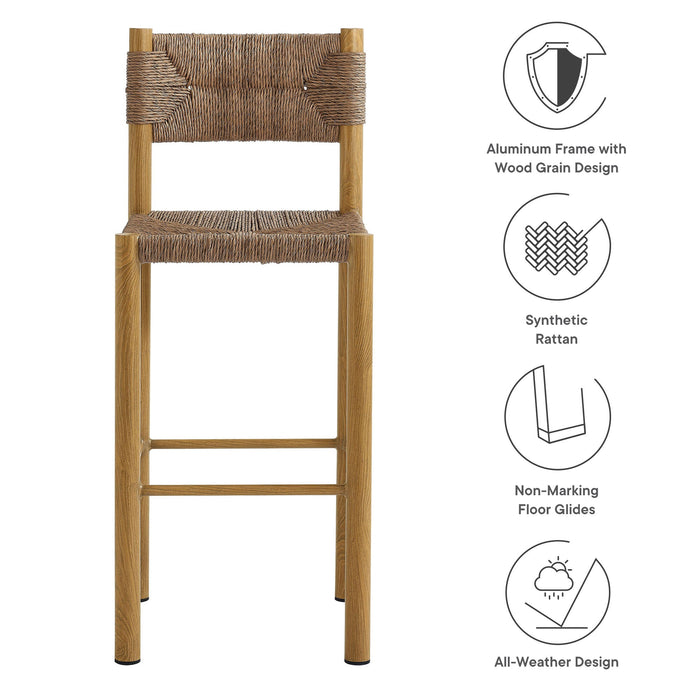 Parkland Outdoor Patio Rattan and Aluminum Bar Stools Set of 2 Natural