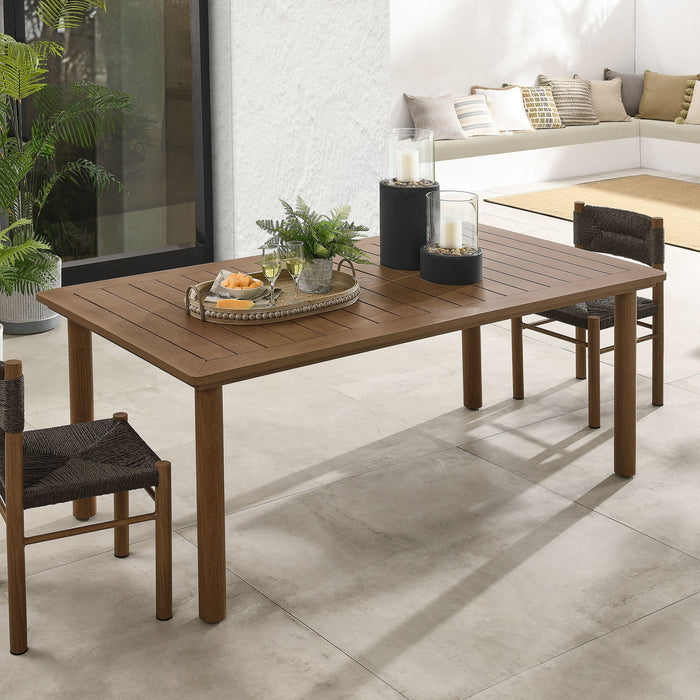 Parkland 76" Outdoor Patio Aluminum Dining Table Walnut