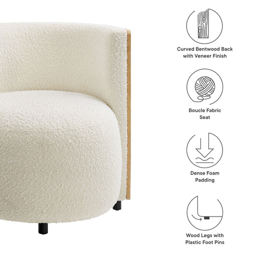 Modway Solis Boucle Accent Chair Living Room Furniture in White - Side View