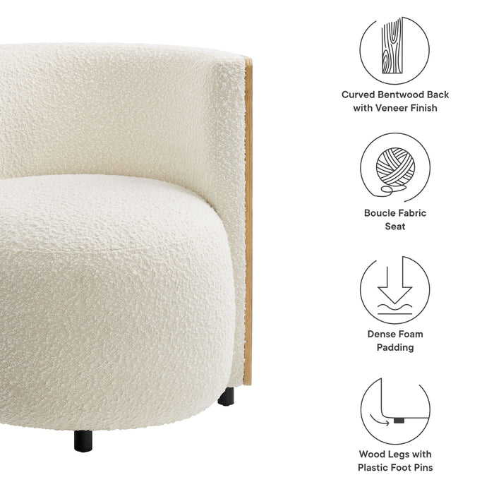 Modway Solis Boucle Accent Chair Living Room Furniture in White - Side View