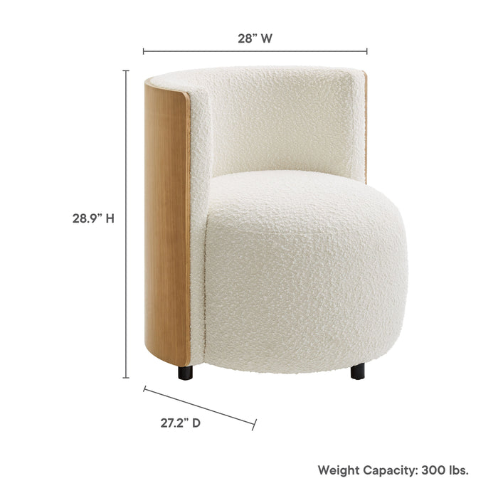 Modway Solis Boucle Accent Chair Living Room Furniture in White - Detail View