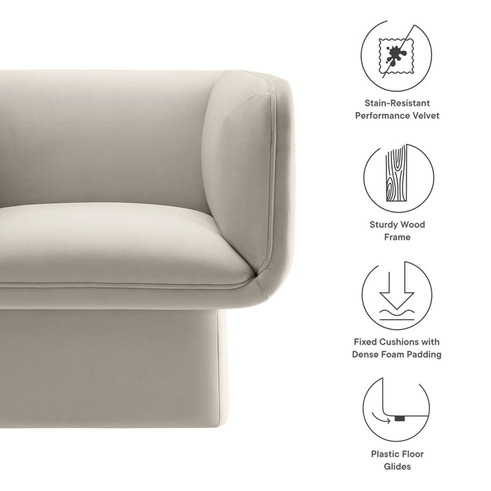 Modway Tate Performance Velvet Accent Chair Living Room Furniture in Brown - Side View