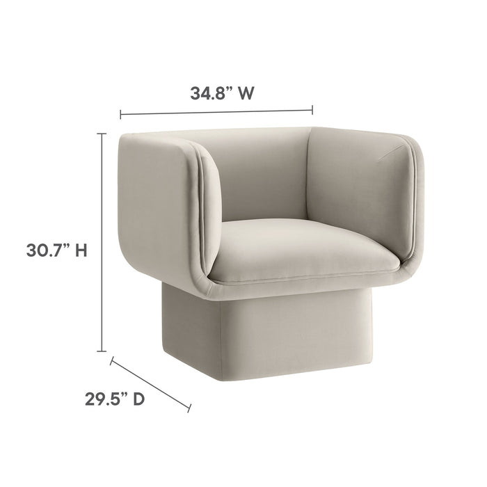 Modway Tate Performance Velvet Accent Chair Living Room Furniture in Brown - Detail View