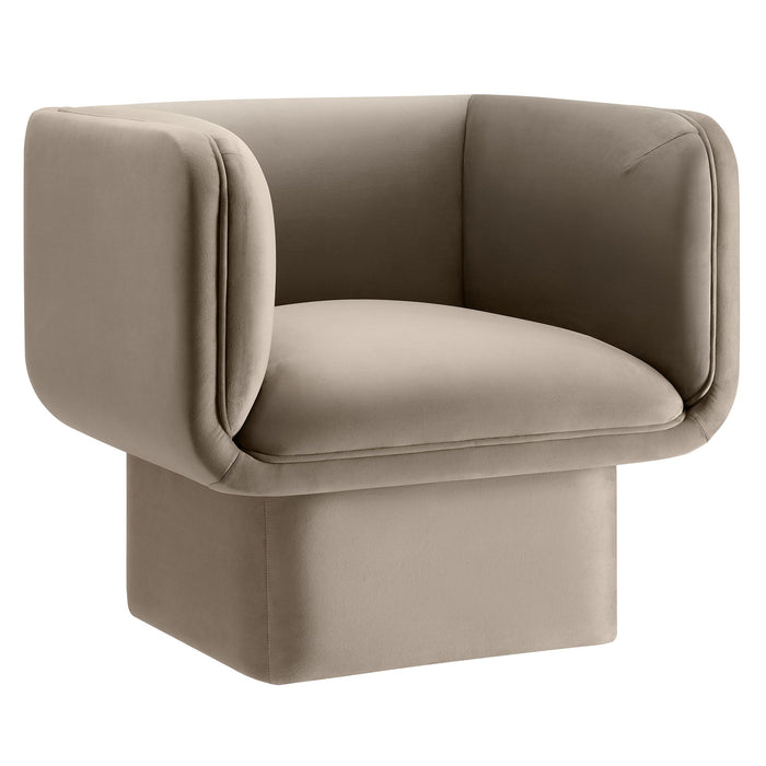 Modway Tate Performance Velvet Accent Chair Living Room Furniture in Brown