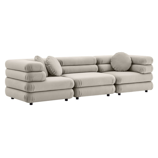 Jubilee 3-Piece Modular Performance Velvet Sectional Sofa Almond