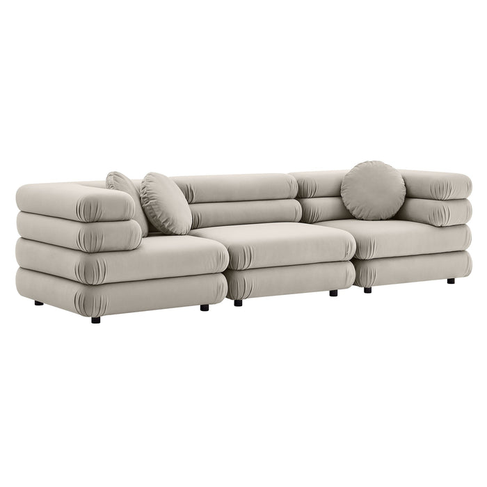 Jubilee 3-Piece Modular Performance Velvet Sectional Sofa Almond