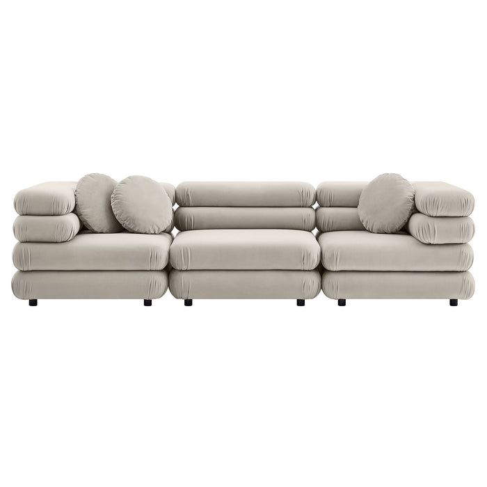 Jubilee 3-Piece Modular Performance Velvet Sectional Sofa Almond