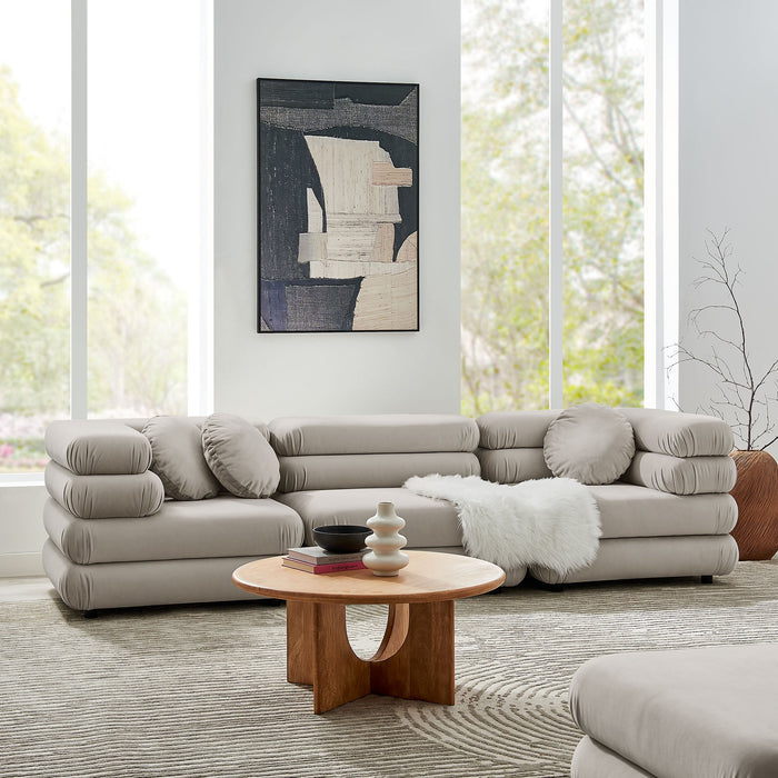 Jubilee 3-Piece Modular Performance Velvet Sectional Sofa Almond