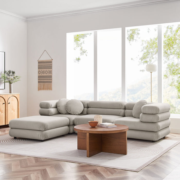 Jubilee 4-Piece Modular Performance Velvet Sectional Sofa by Modway - front view
