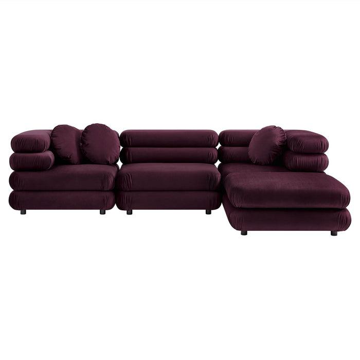 Jubilee 4-Piece Modular Performance Velvet Sectional Sofa sectional sofa dimensions and measurements