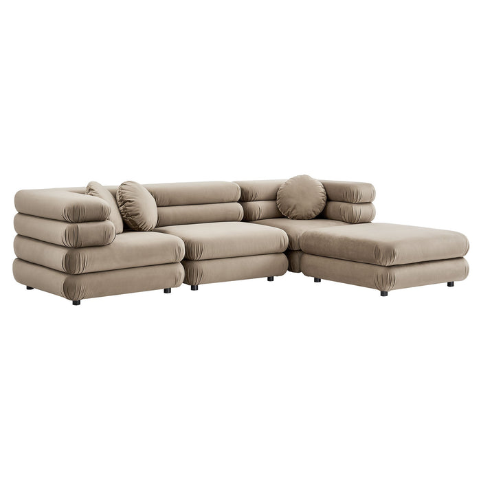 Jubilee 4-Piece Modular Performance Velvet Sectional Sofa by Modway - view 17