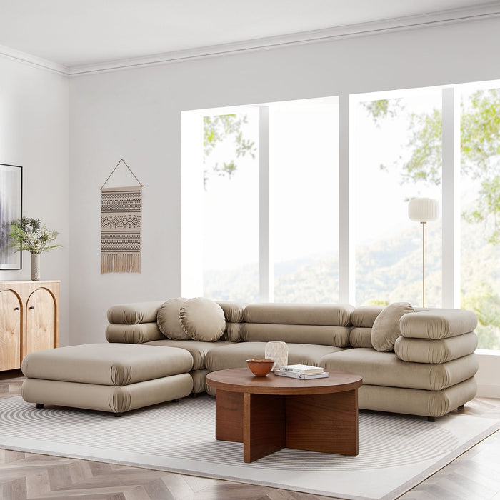 Jubilee 4-Piece Modular Performance Velvet Sectional Sofa by Modway - view 16