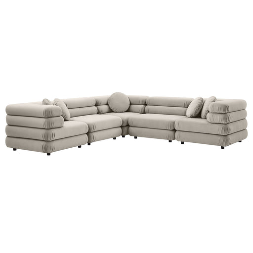 Jubilee 5-Piece Modular Performance Velvet Sectional Sofa by Modway - angle view