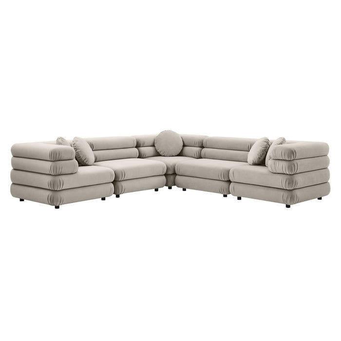 Jubilee 5-Piece Modular Performance Velvet Sectional Sofa by Modway - lifestyle in-use