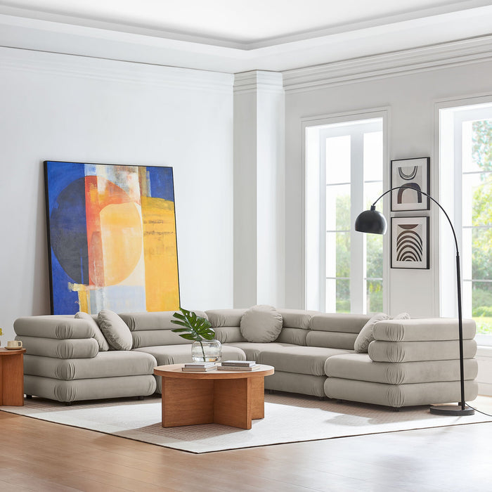 Jubilee 5-Piece Modular Performance Velvet Sectional Sofa by Modway - front view