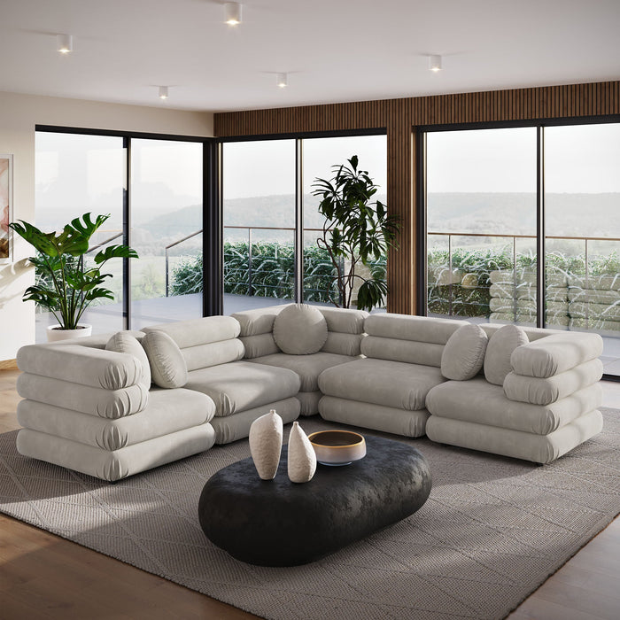 Jubilee 5-Piece Modular Performance Velvet Sectional Sofa by Modway - detail close-up