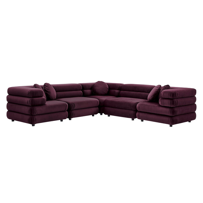 Jubilee 5-Piece Modular Performance Velvet Sectional Sofa by Modway - view 20