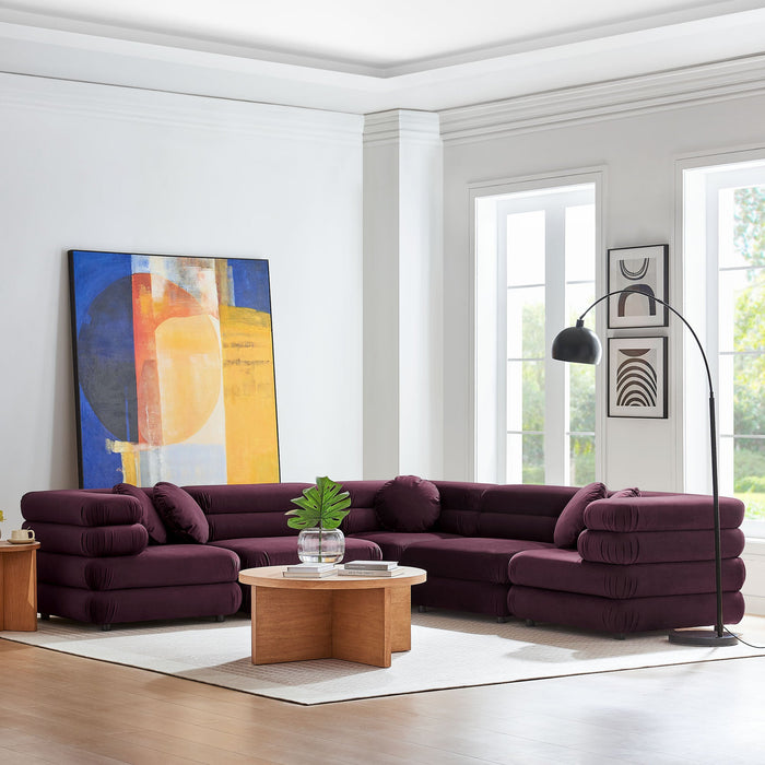 Jubilee 5-Piece Modular Performance Velvet Sectional Sofa by Modway - installation view