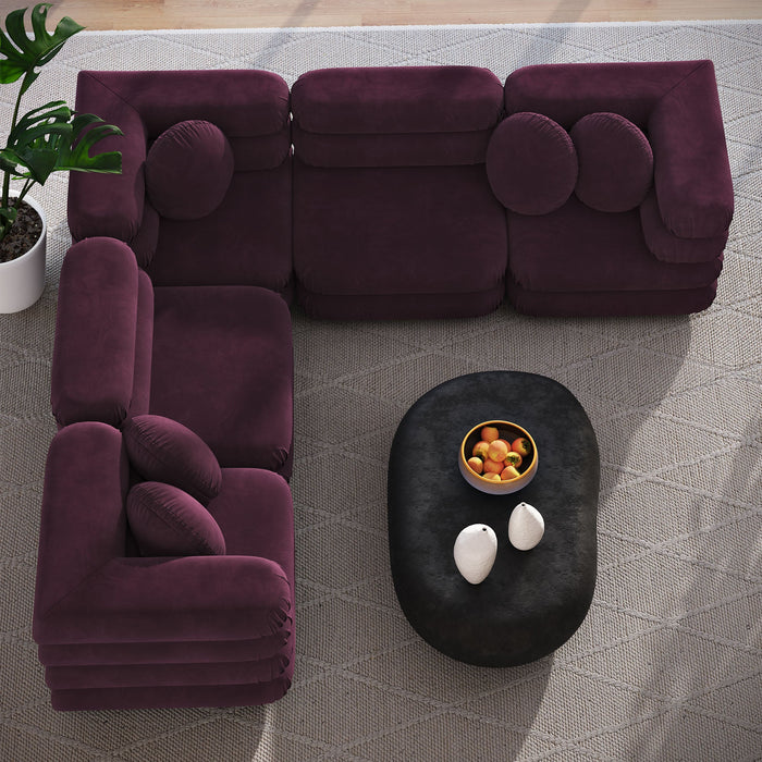 Jubilee 5-Piece Modular Performance Velvet Sectional Sofa by Modway - view 18