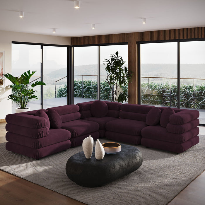 Jubilee 5-Piece Modular Performance Velvet Sectional Sofa by Modway - view 17