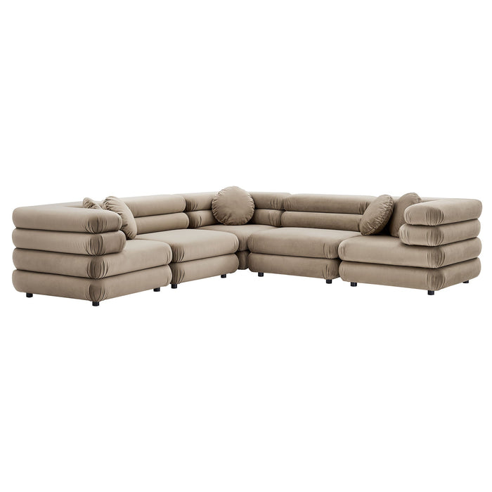 Jubilee 5-Piece Modular Performance Velvet Sectional Sofa by Modway - view 28