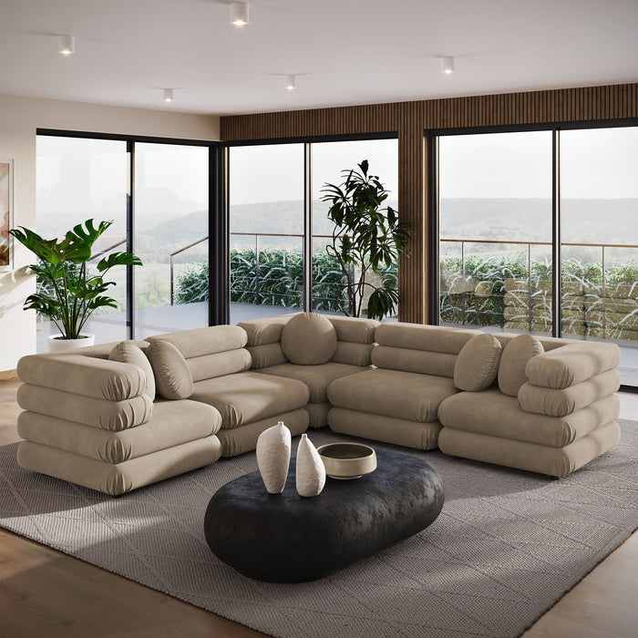Jubilee 5-Piece Modular Performance Velvet Sectional Sofa by Modway - view 30