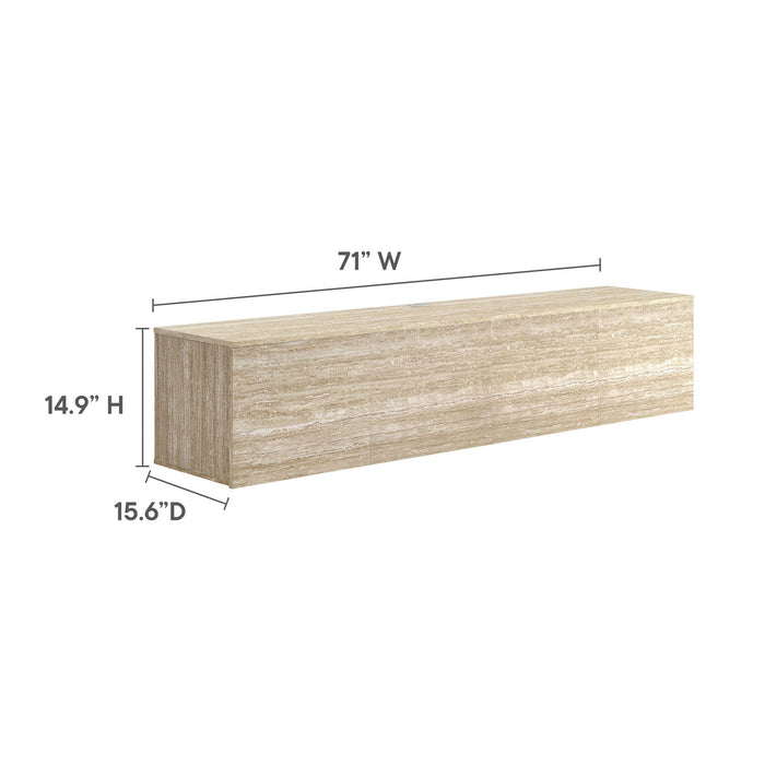 Modway Terra 71" Wall-Mounted TV Stand Living Room Furniture in Brown - Detail View
