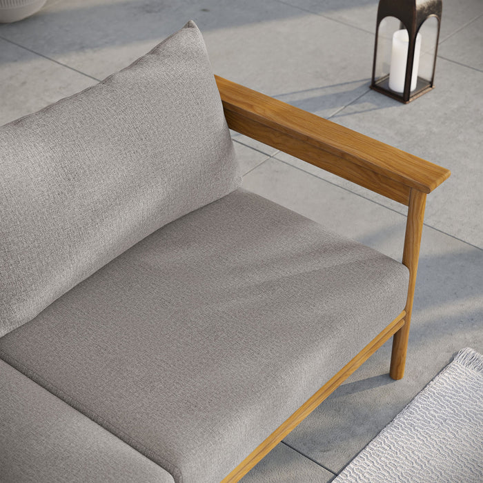 Wren Outdoor Patio Teak Wood Sofa Natural Driftwood