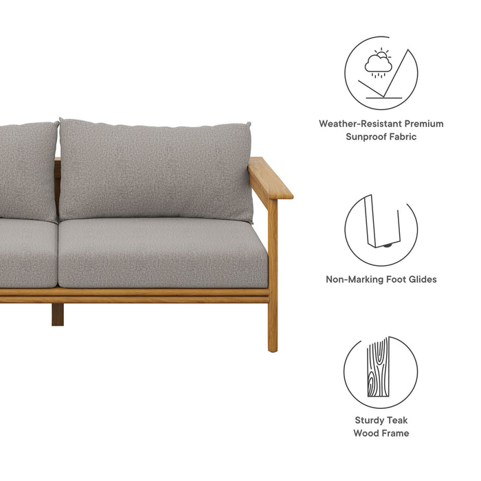 Wren Outdoor Patio Teak Wood Sofa Natural Driftwood