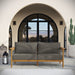 Wren Outdoor Patio Teak Wood Sofa Natural Flint Gray