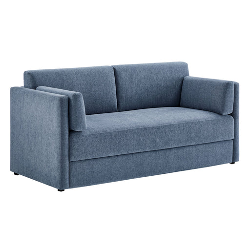 Linden Upholstered Heathered Chenille Sofa Denim