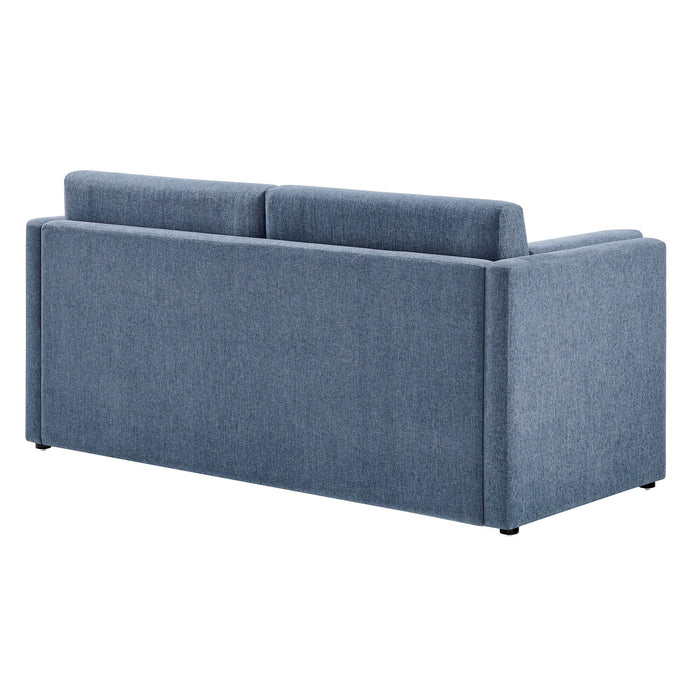 Linden Upholstered Heathered Chenille Sofa Denim