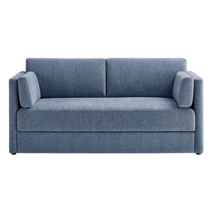 Linden Upholstered Heathered Chenille Sofa Denim