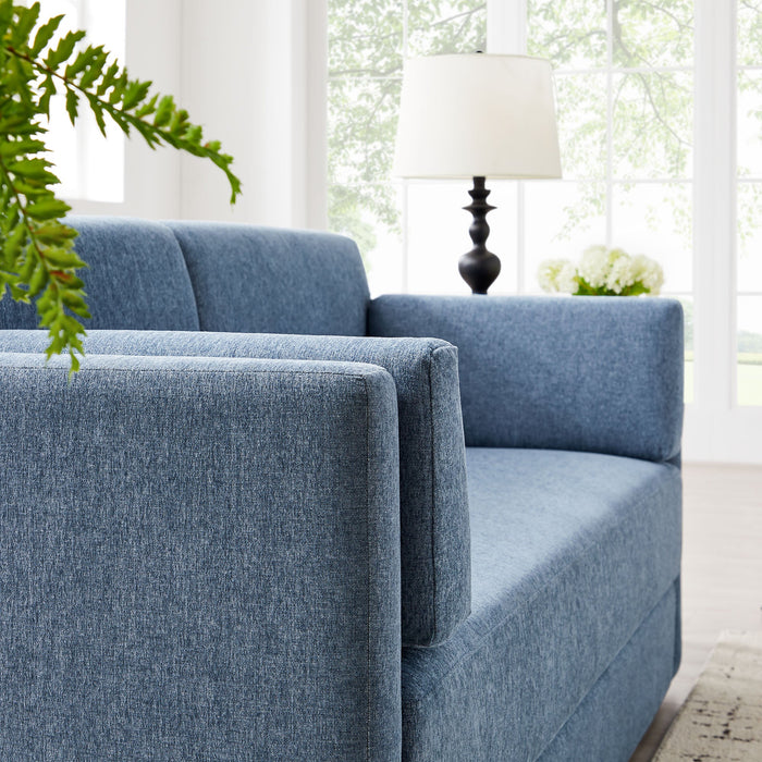 Linden Upholstered Heathered Chenille Sofa Denim