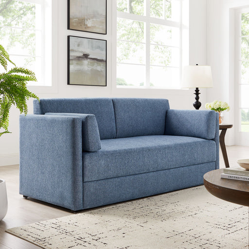 Linden Upholstered Heathered Chenille Sofa Denim