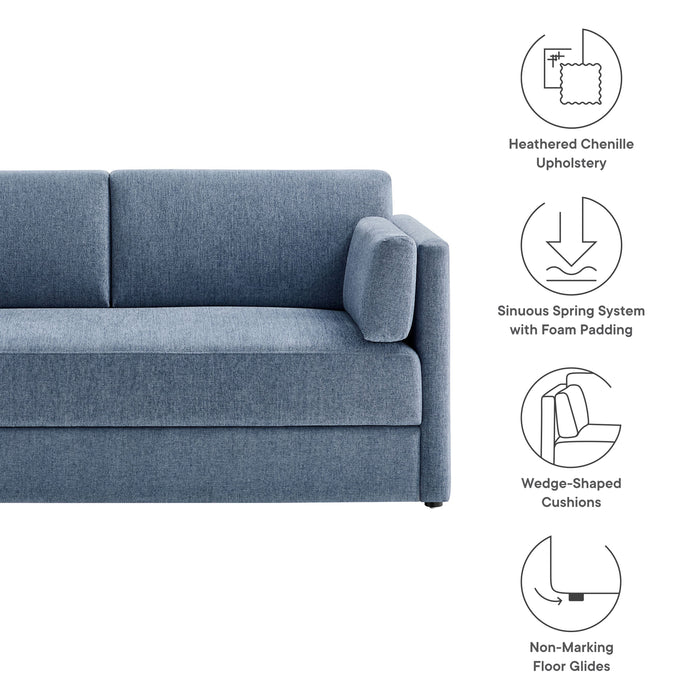 Linden Upholstered Heathered Chenille Sofa Denim