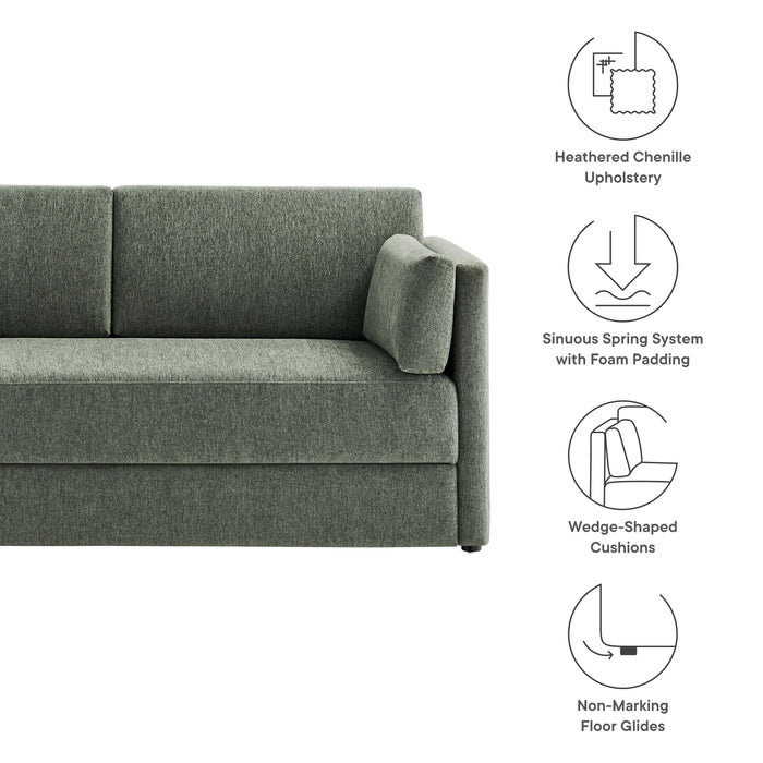 Linden Upholstered Heathered Chenille Sofa Eucalyptus