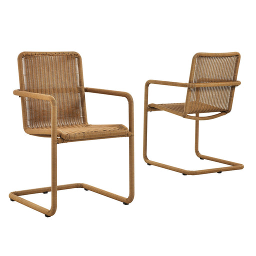 Abacus Outdoor Patio Wicker Dining Chairs Set of 2 Natural