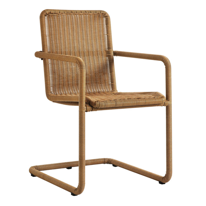 Abacus Outdoor Patio Wicker Dining Chairs Set of 2 Natural